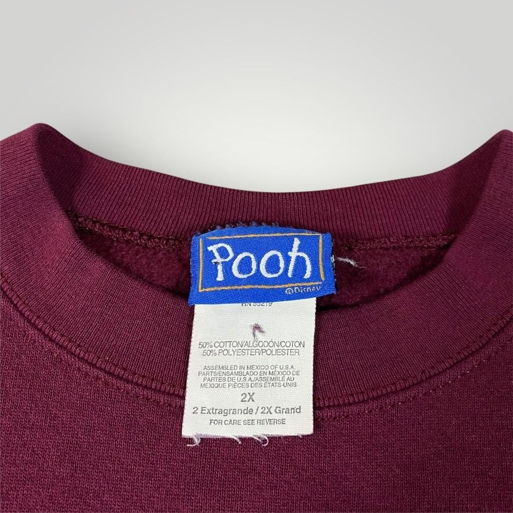 Vintage Pooh Sweatshirt Womens 2X‎ Burgundy Fall Bears Leaves Disney 90s - Picture 3 of 10